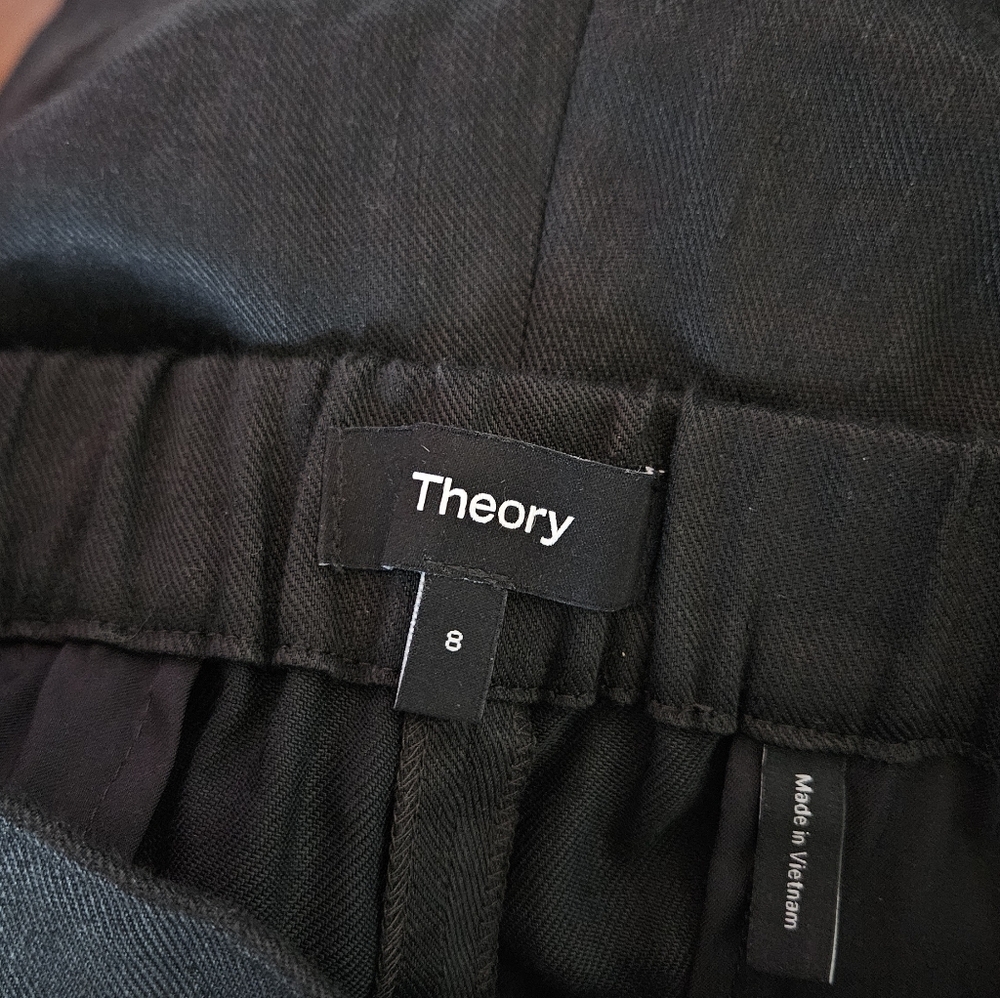 Theory Black Cropped Wide-Leg Pants - Picture 4 of 6